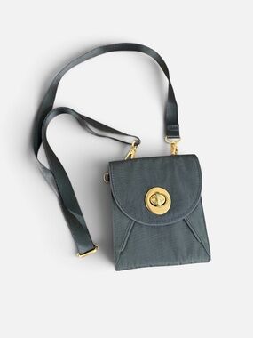 Baggallini Grey Charcoal Water-Resistant Nylon Athens RFID Crossbody Wallet Bag